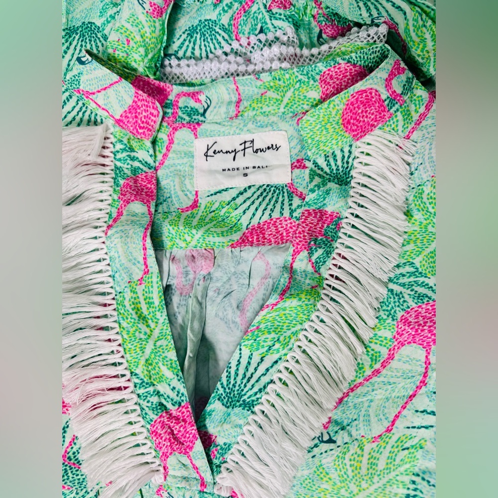 Kenny Flowers The Sunshine State Womens Small Tunic Dress Flamingo Green Pink - Picture 12 of 15